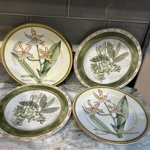 American Atelier 5023 Botanical 8" salad/dessert Plates Orchid Set Of 4 Rosemary